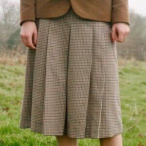 Vintage Aquascutum house check pleated wool skirt